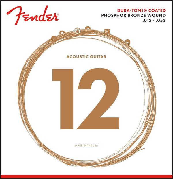 Fender 860L Phosphor Bronze Dura-Tone Acoustic Guitar Strings, LIGHT 12-53