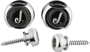 Genuine Jackson J LOGO CHROME Guitar Strat/Tele Straplocks Strap Locks Set
