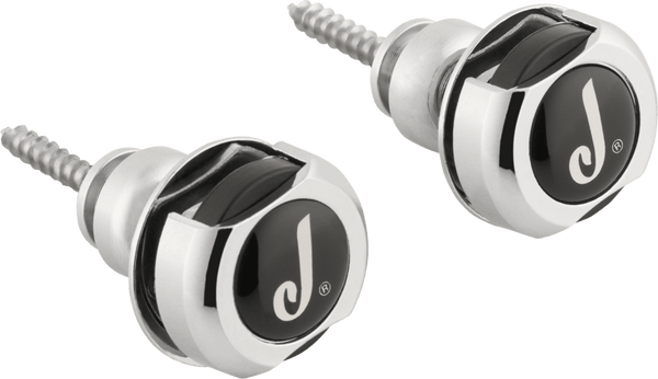 Genuine Jackson J LOGO CHROME Guitar Strat/Tele Straplocks Strap Locks Set