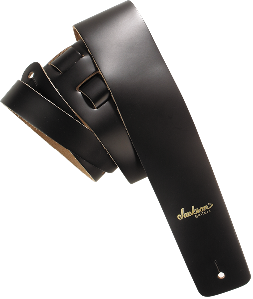 Jackson 2" Leather Logo Adjustable Guitar Strap Extra-Long Up to 63" - Black