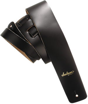 Jackson 2" Leather Logo Adjustable Guitar Strap Extra-Long Up to 63" - Black