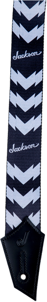 Genuine Jackson Logo Guitar Strap with Double V Pattern, Black/White