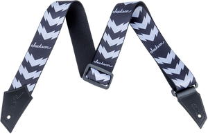 Genuine Jackson Logo Guitar Strap with Double V Pattern, Black/White