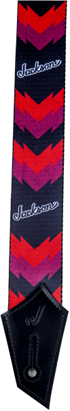 Genuine Jackson Logo Guitar Strap with Double V Pattern, Black/Red