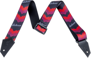 Genuine Jackson Logo Guitar Strap with Double V Pattern, Black/Red