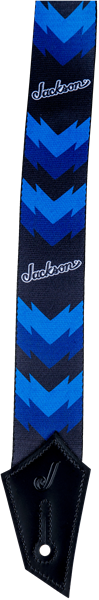 Genuine Jackson Logo Guitar Strap with Double V Pattern, Black/Blue