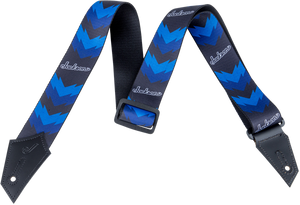 Genuine Jackson Logo Guitar Strap with Double V Pattern, Black/Blue