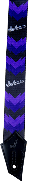 Genuine Jackson Logo Guitar Strap with Double V Pattern, Black/Purple