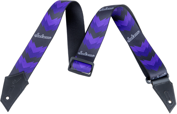 Genuine Jackson Logo Guitar Strap with Double V Pattern, Black/Purple