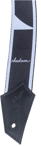 Genuine Jackson Logo Guitar Strap with Sharkfin Inlay Pattern, Black/White