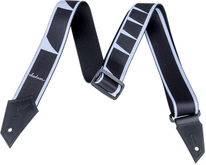 Genuine Jackson Logo Guitar Strap with Sharkfin Inlay Pattern, Black/White