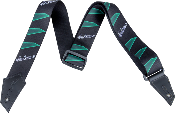Genuine Jackson Logo Guitar Strap, Headstock Pattern, Black/Green