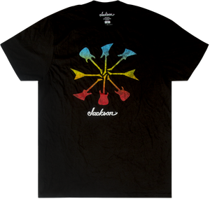 Jackson Guitars Guitar Shapes Logo Men's Tee T-Shirt, Black, XXL (2XL)