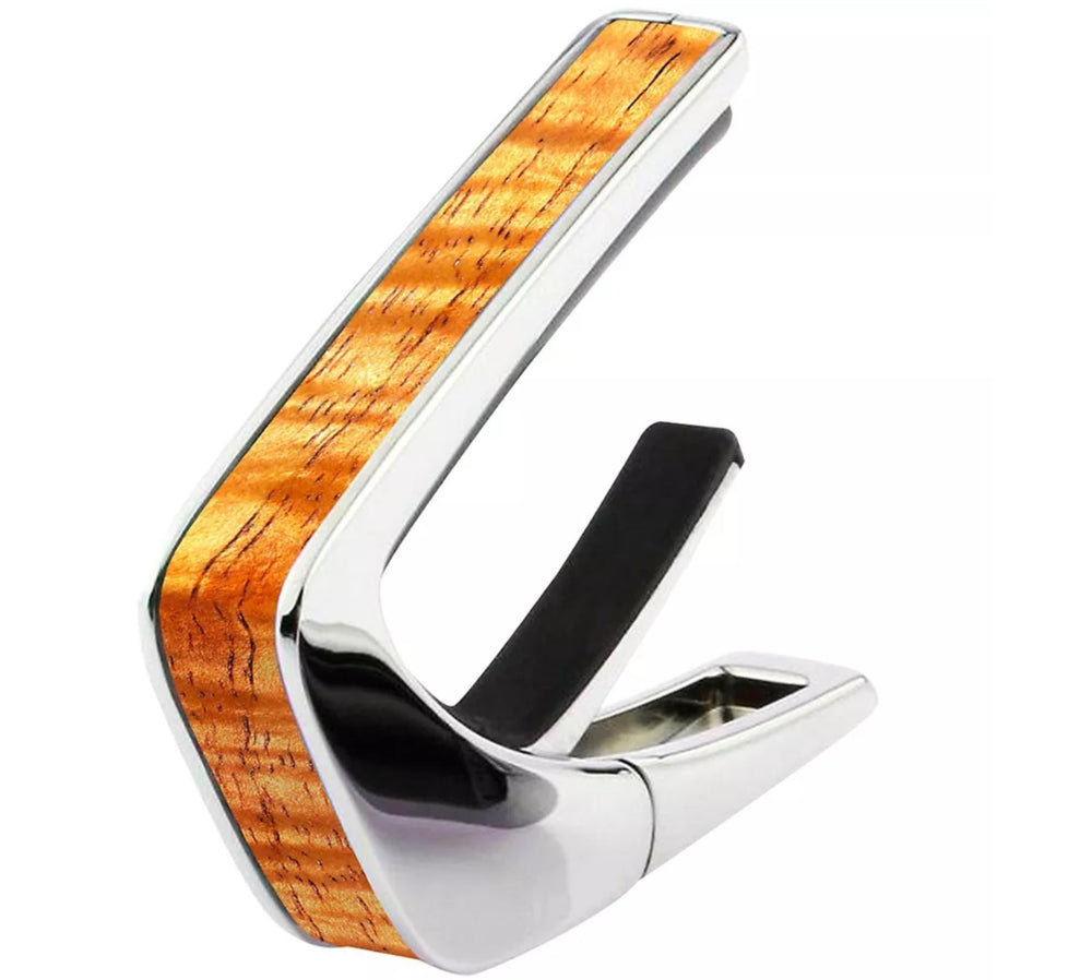Thalia Wood Collection Guitar Capo - AAA Hawaiian Koa Inlay, Chrome
