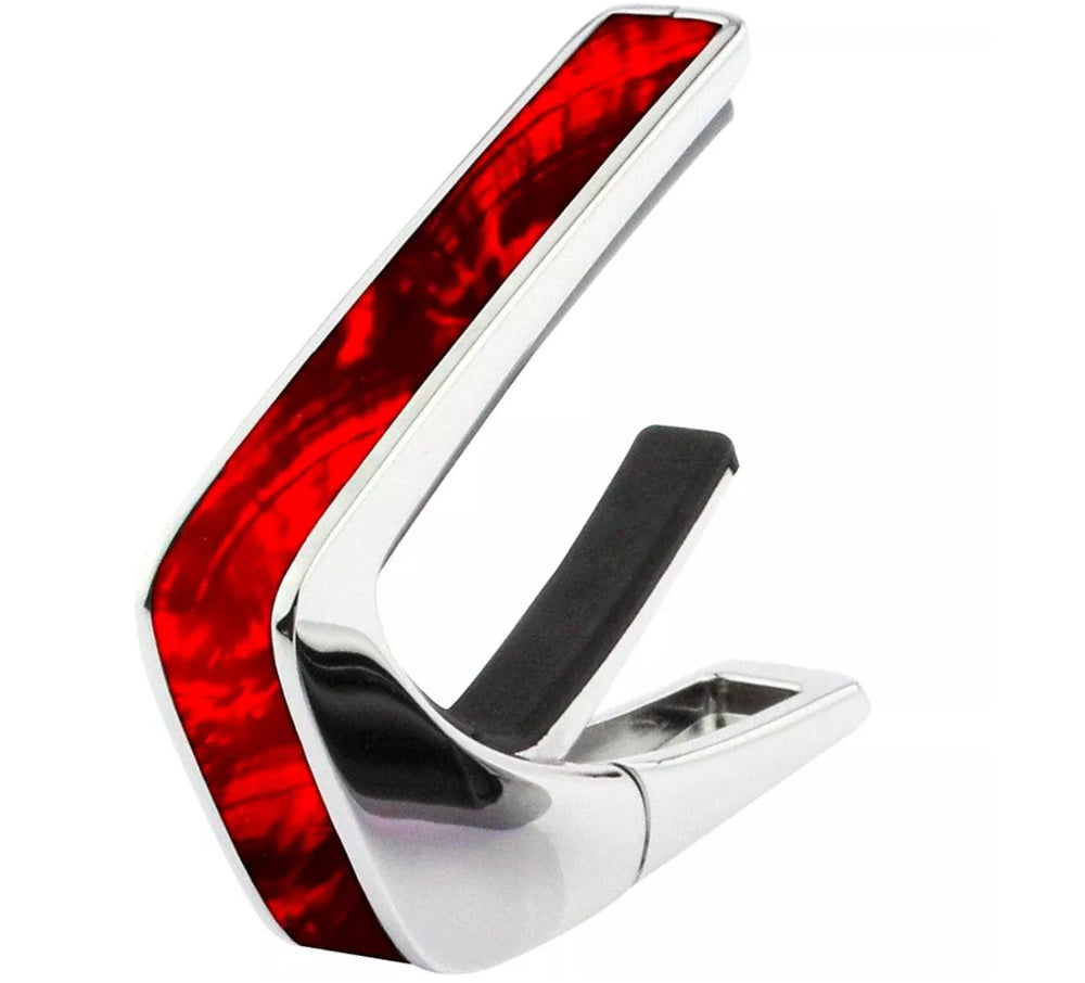 Thalia Shell Collection Guitar Capo - Red Angel Wing Inlay, Chrome