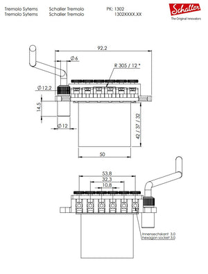 Schaller Germany Floyd Rose Tremolo Kit - Chrome with 42mm Block, R2 Nut