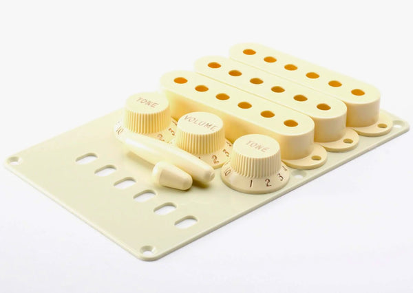 Genuine Fender Stratocaster Accessory Kit Back Plate, Knobs, Covers - Aged White