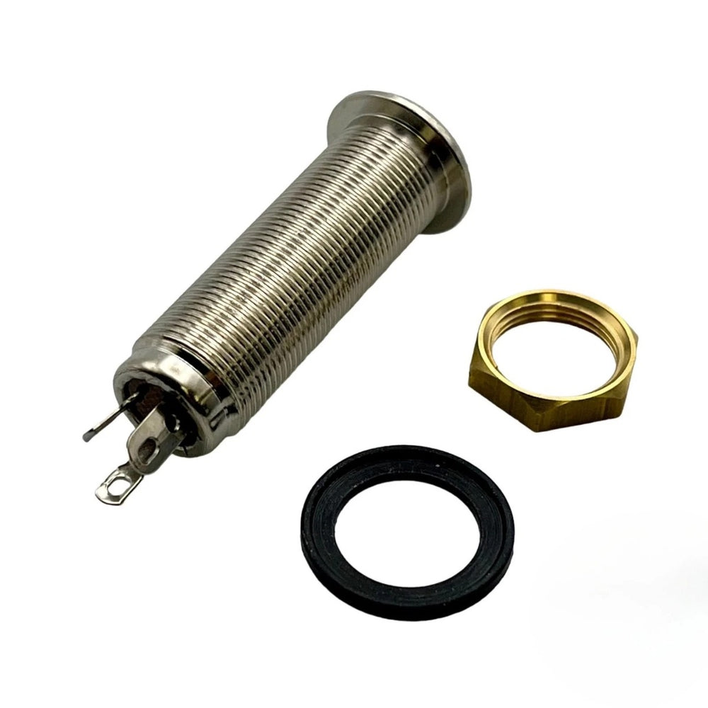Ibanez Long Threaded 1/4" Stereo TRS Barrel Jack - Nickel, 3JKB6S001CH