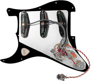 920D Fiesta Polyphonics BLACK Loaded Pickguard 7-Way/2-Toggle for Fender Strat
