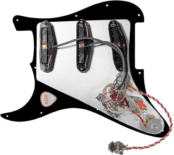 920D Fiesta Polyphonics BLACK Loaded Pickguard 7-Way/2-Toggle for Fender Strat