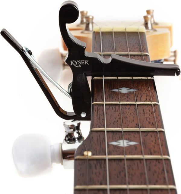 Kyser Quick-Change Capo, Black - for Banjos, Ukes, & Mandolins, USA Made, KBMBA