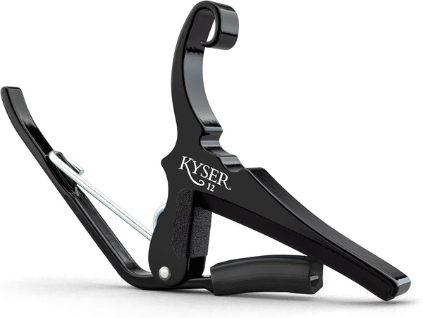 Kyser Quick-Change Capo, Black - for 12-String Acoustic Guitar, USA Made, KG12BA