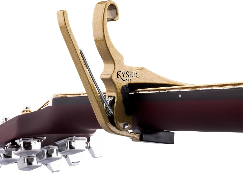 Kyser Quick-Change Capo, Gold - for 6-String Acoustic Guitar, USA Made, KG6GA