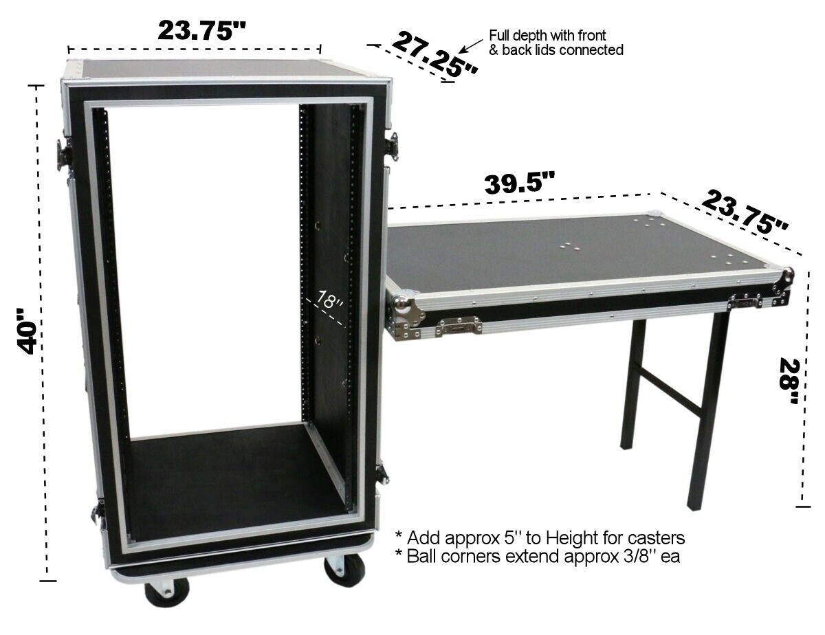 OSP 20-Space ATA Shock Mount Deep Amp Flight Rack Case w/ Table - SC20