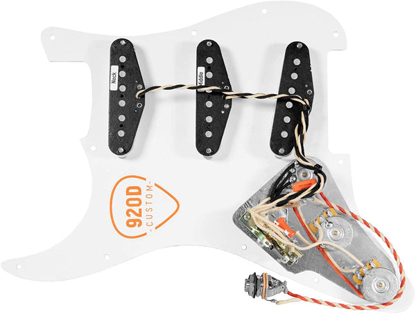 920D Custom Fiesta Pickups Late 60s WHITE Loaded Pickguard for Jimi-Style Strat