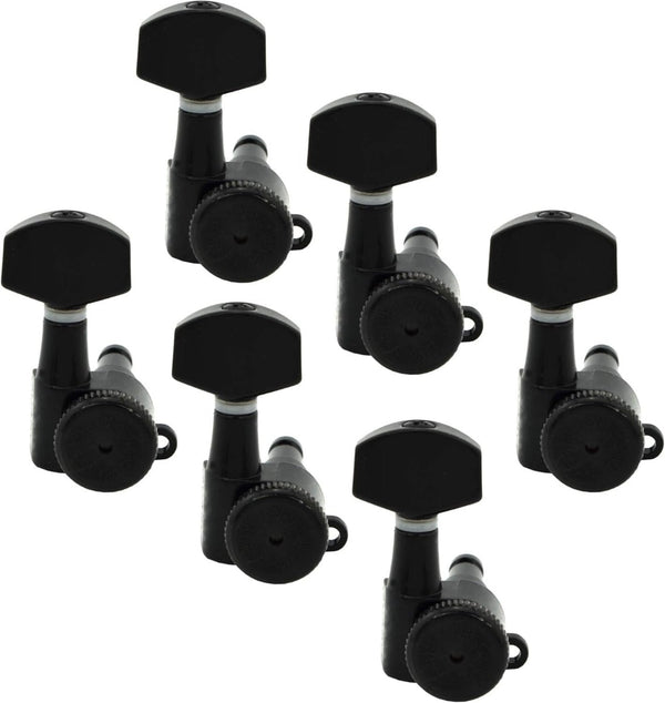 Hipshot Vintage Grip-Lock Staggered Locking Tuners 6-In-Line Black 6K1VEL0B-STAG