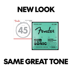 Fender 9050L Stainless Steel Flatwound Electric Bass Strings - LIGHT, 45-100
