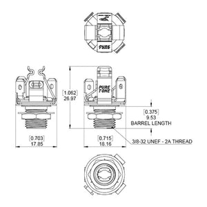 Genuine PURE TONE 1/4" Multi-Contact Gold STEREO TRS Output Jack - PTT2G