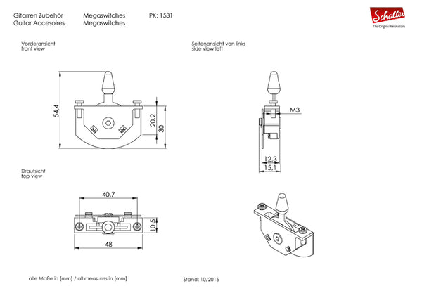 Schaller Germany Megaswitch 3-Way Toggle MODEL S+T - 15310013