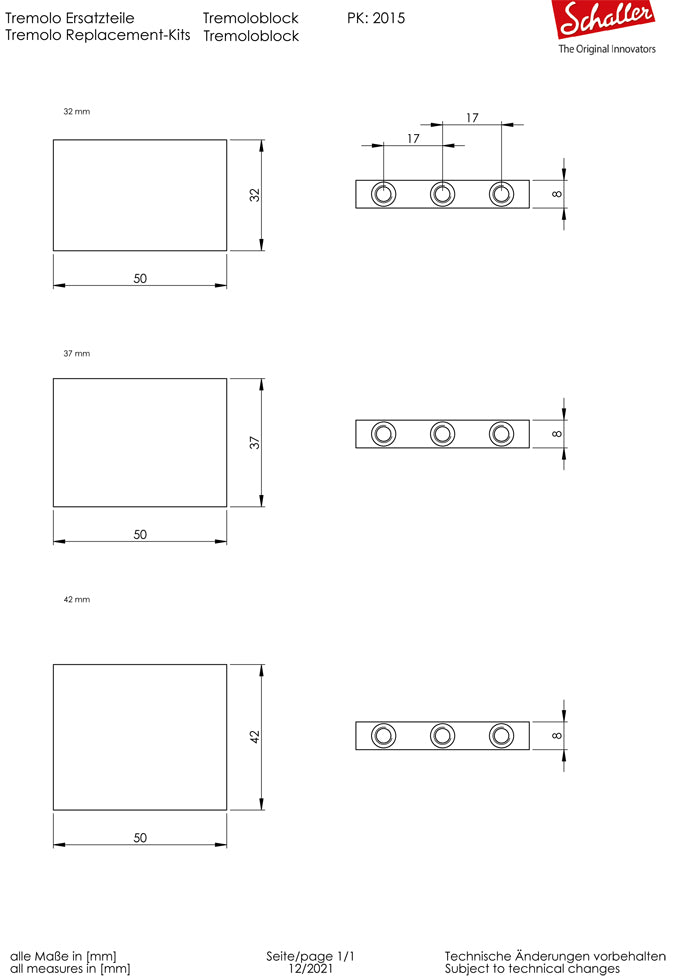 Schaller Germany Lockmeister Tremolo Block - 32mm