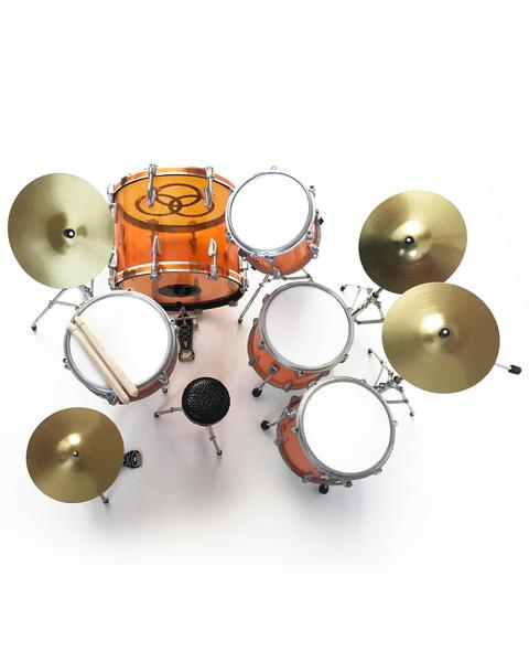 AXE HEAVEN Vistalite Trans Amber Tribute Led Zeppelin Miniature Drum Set Display
