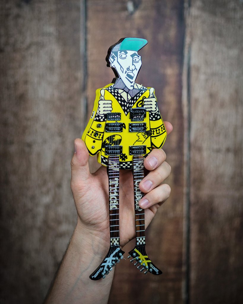 AXE HEAVEN Rick Nielsen Uncle Dick Doubleneck Guitar MINIATURE DISPLAY GIFT