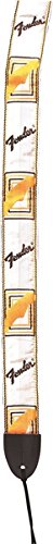 Genuine Fender 2" Monogrammed Adjustable Guitar Strap w/Logo, White/Brown/Yellow