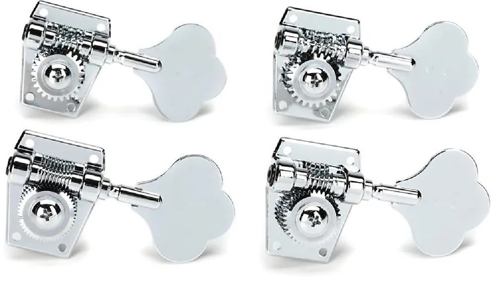 Graph Tech 4-In-Line Ratio Open Back Clover Leaf Button Bass Tuners - CHROME