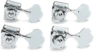 Graph Tech 4-In-Line Ratio Open Back Clover Leaf Button Bass Tuners - CHROME