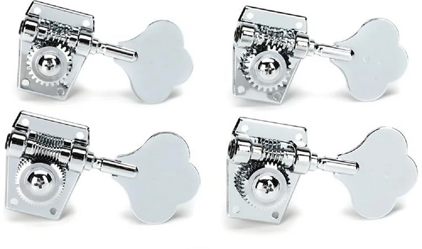 Graph Tech 4-In-Line Ratio Open Back Clover Leaf Button Bass Tuners - CHROME