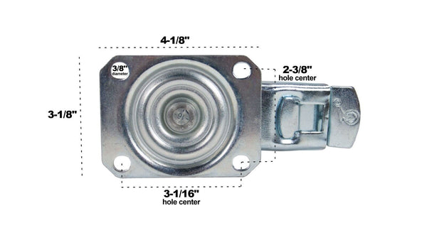 OSP ATA-BLUE-4-LOCKING Premium 4" Rubber Caster for ATA Cases and Racks