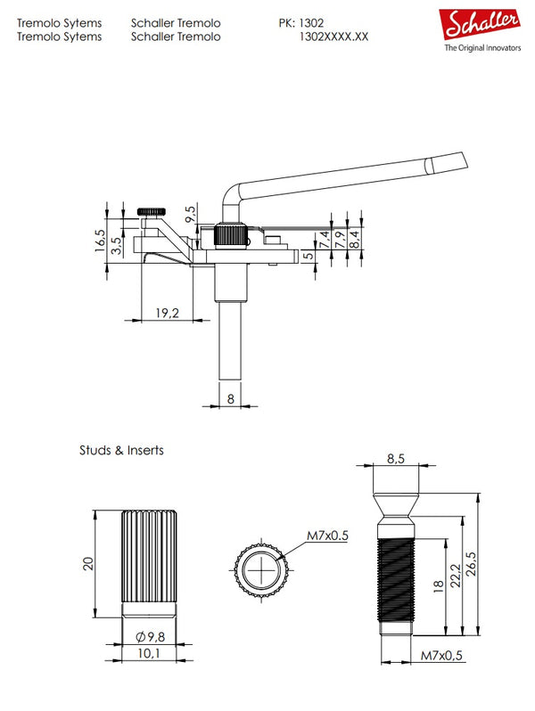 Schaller Germany Floyd Rose Tremolo Kit - Gold with 37mm Block, R2 Nut