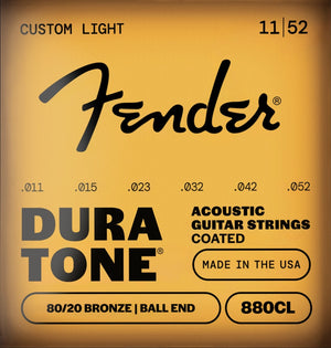 Fender 880CL Dura-Tone Coated Acoustic Guitar Strings - CUSTOM LIGHT 11-52