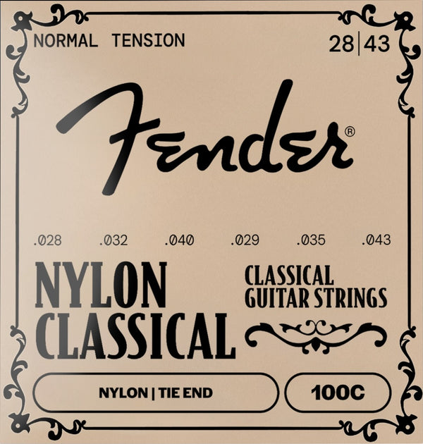 Fender 100 Clear Nylon Tie End Classical Guitar Strings - MEDIUM 28-43
