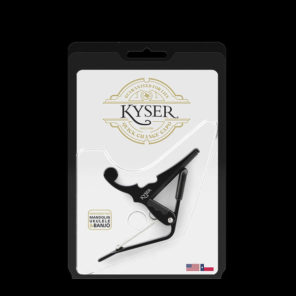 Kyser Quick-Change Capo, Black - for Banjos, Ukes, & Mandolins, USA Made, KBMBA