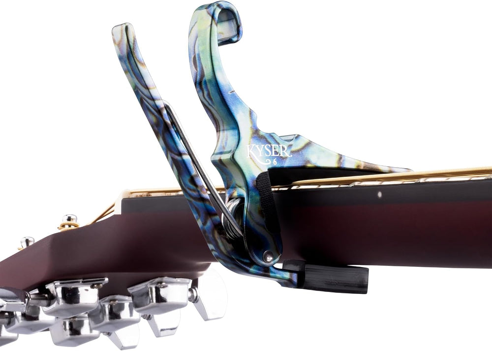 Kyser Quick-Change Capo, Abalone for 6-String Acoustic Guitar, USA Made, KG6ABA