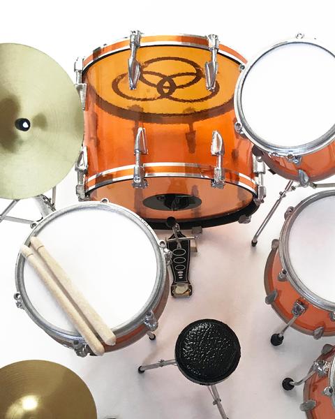 AXE HEAVEN Vistalite Trans Amber Tribute Led Zeppelin Miniature Drum Set Display