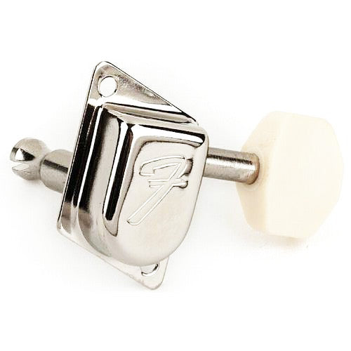 Genuine Fender F Tuning Machine 65 Mustang CHROME w/BEIGE BUTTON, SINGLE TUNER