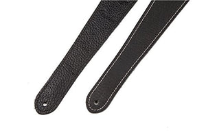 Genuine Fender Monogrammed Logo Adjustable Leather Guitar Strap - Black