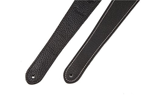 Genuine Fender Monogrammed Logo Adjustable Leather Guitar Strap - Black